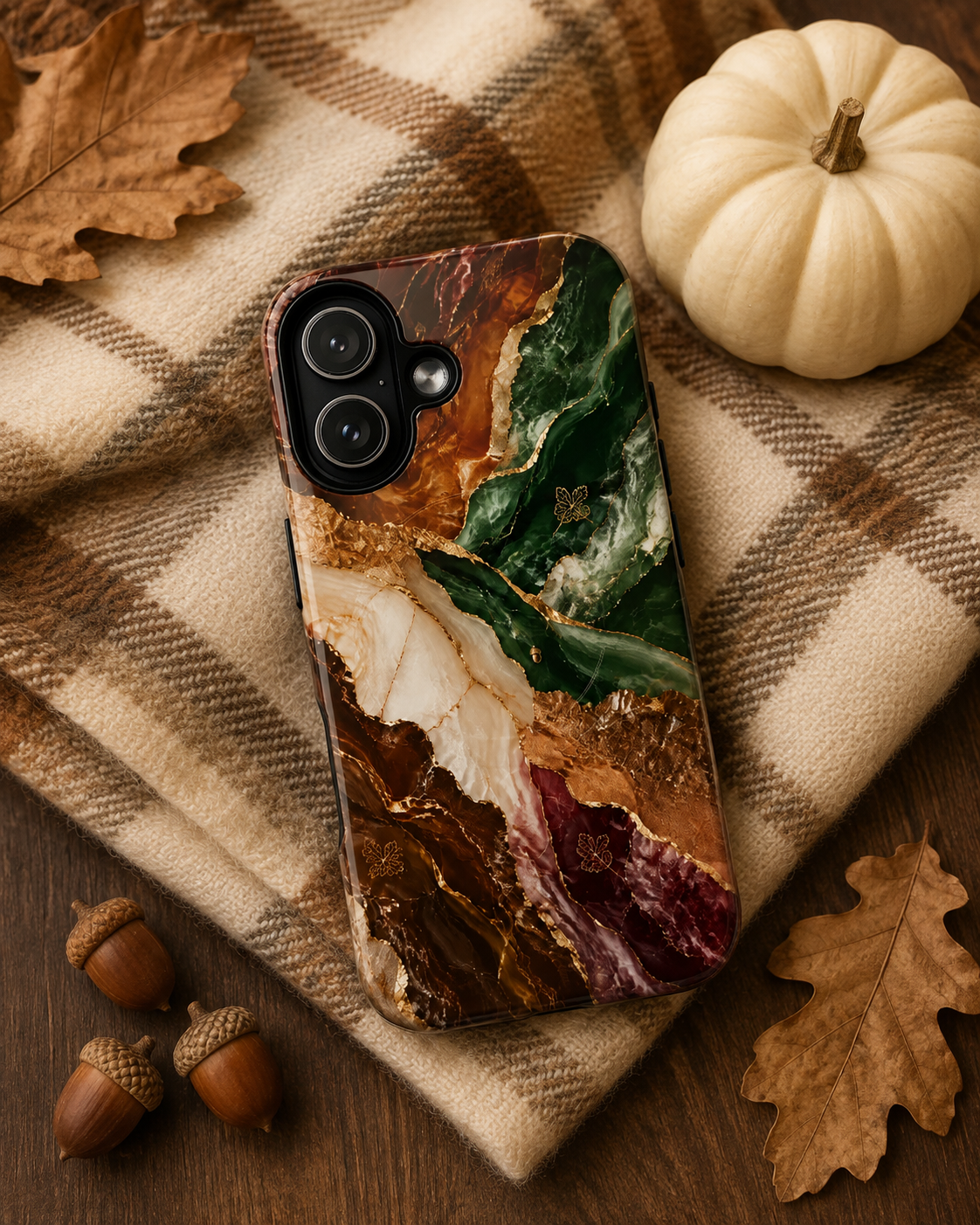 Marble Phone Case | Emerald Gold Marble Cover | Luxury Stone Print for iPhone 17 16 15 & Samsung