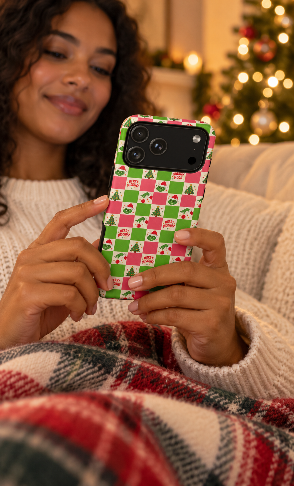Merry Christmas Checkerboard Tough Phone Case