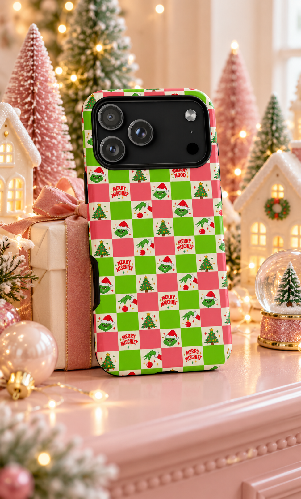 Merry Christmas Checkerboard Tough Phone Case
