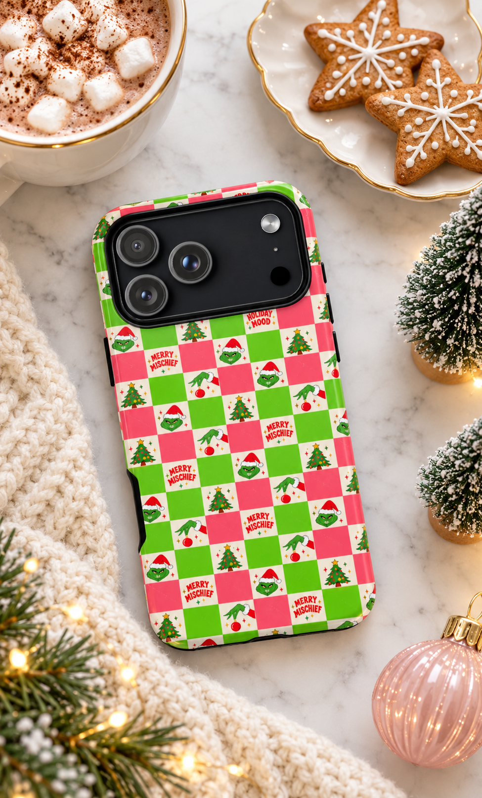 Merry Christmas Checkerboard Tough Phone Case