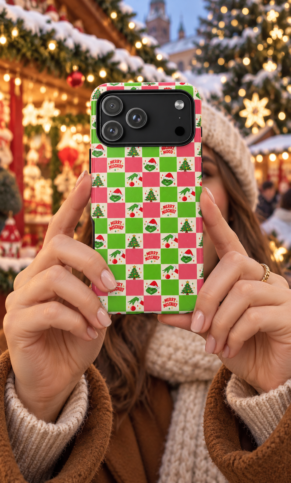 Merry Christmas Checkerboard Tough Phone Case