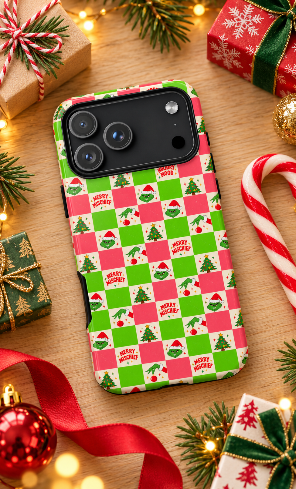 Merry Christmas Checkerboard Tough Phone Case