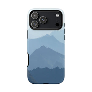Mountain Sunrise Tough Phone Case — Blue Layered Peaks Protective Cover