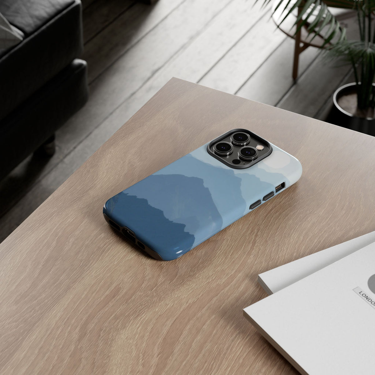 Mountain Sunrise Tough Phone Case — Blue Layered Peaks Protective Cover