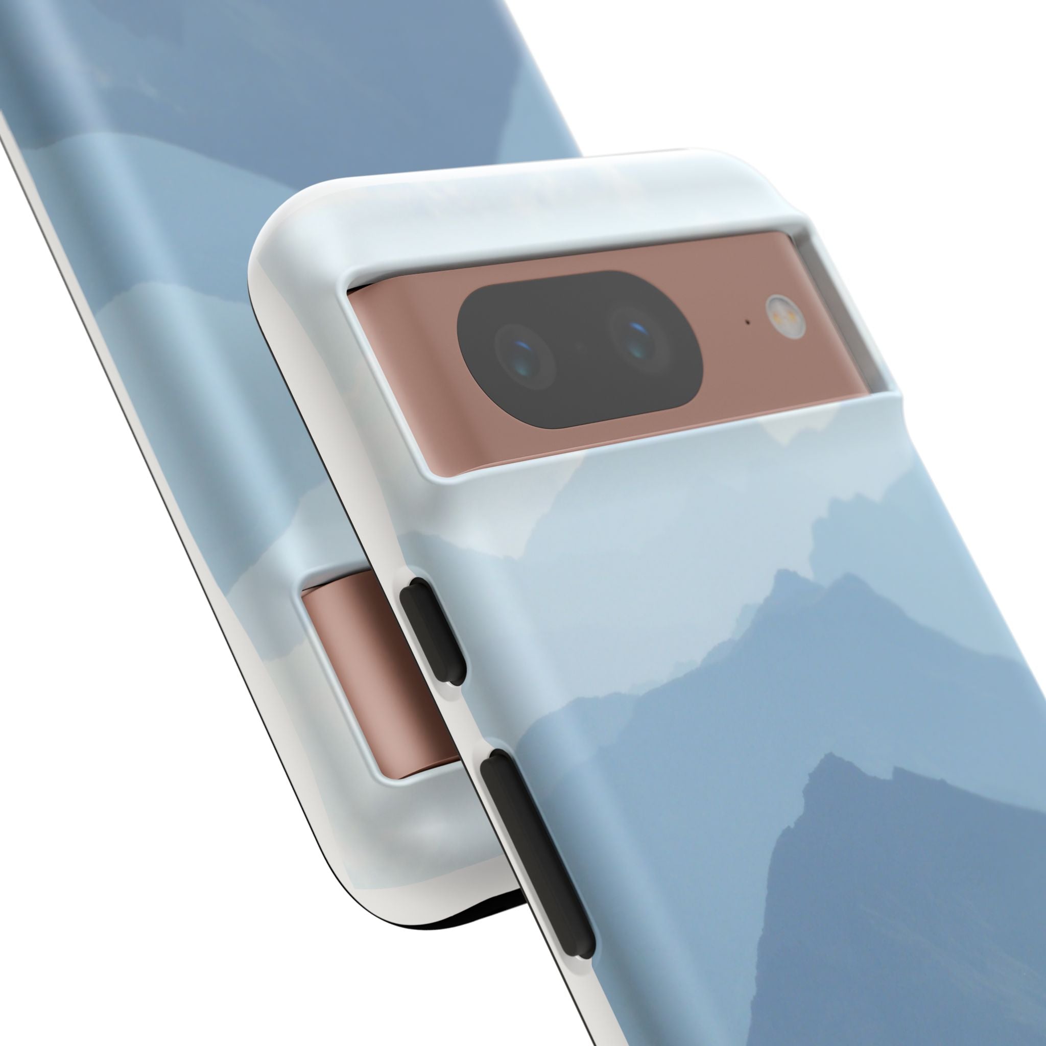 Mountain Sunrise Tough Phone Case — Blue Layered Peaks Protective Cover