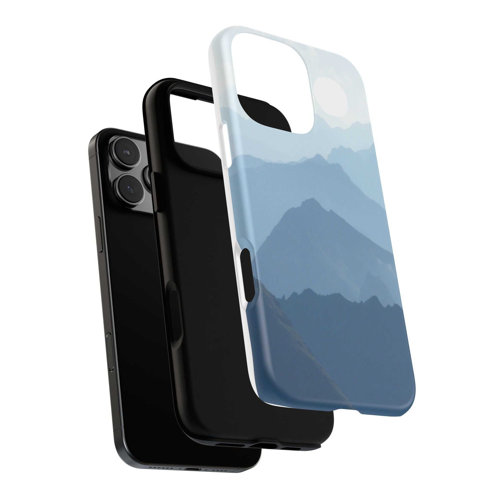 Mountain Sunrise Tough Phone Case — Blue Layered Peaks Protective Cover