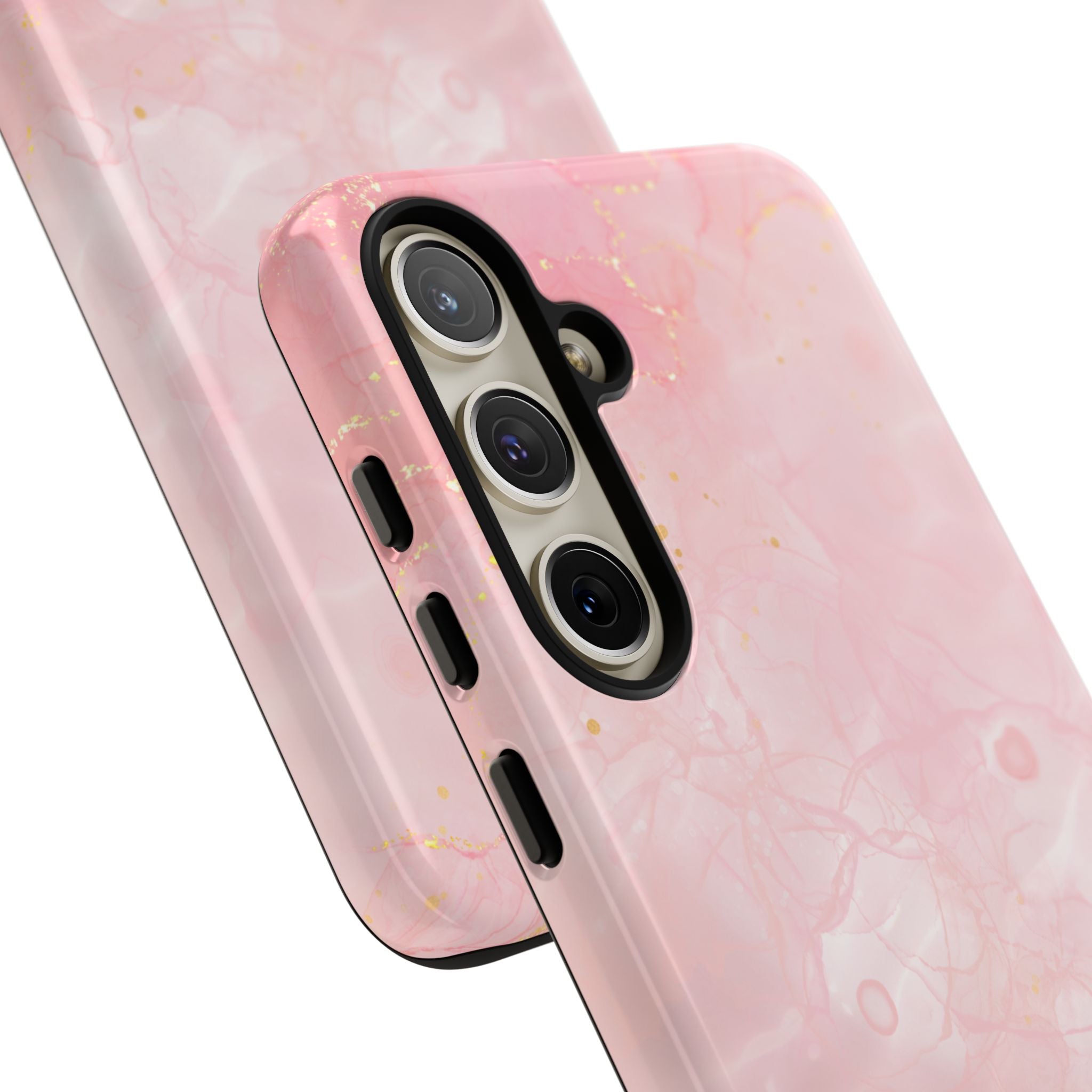 Pink Marble Tough Phone Case — Protective iPhone Cover with Gold Vein Design