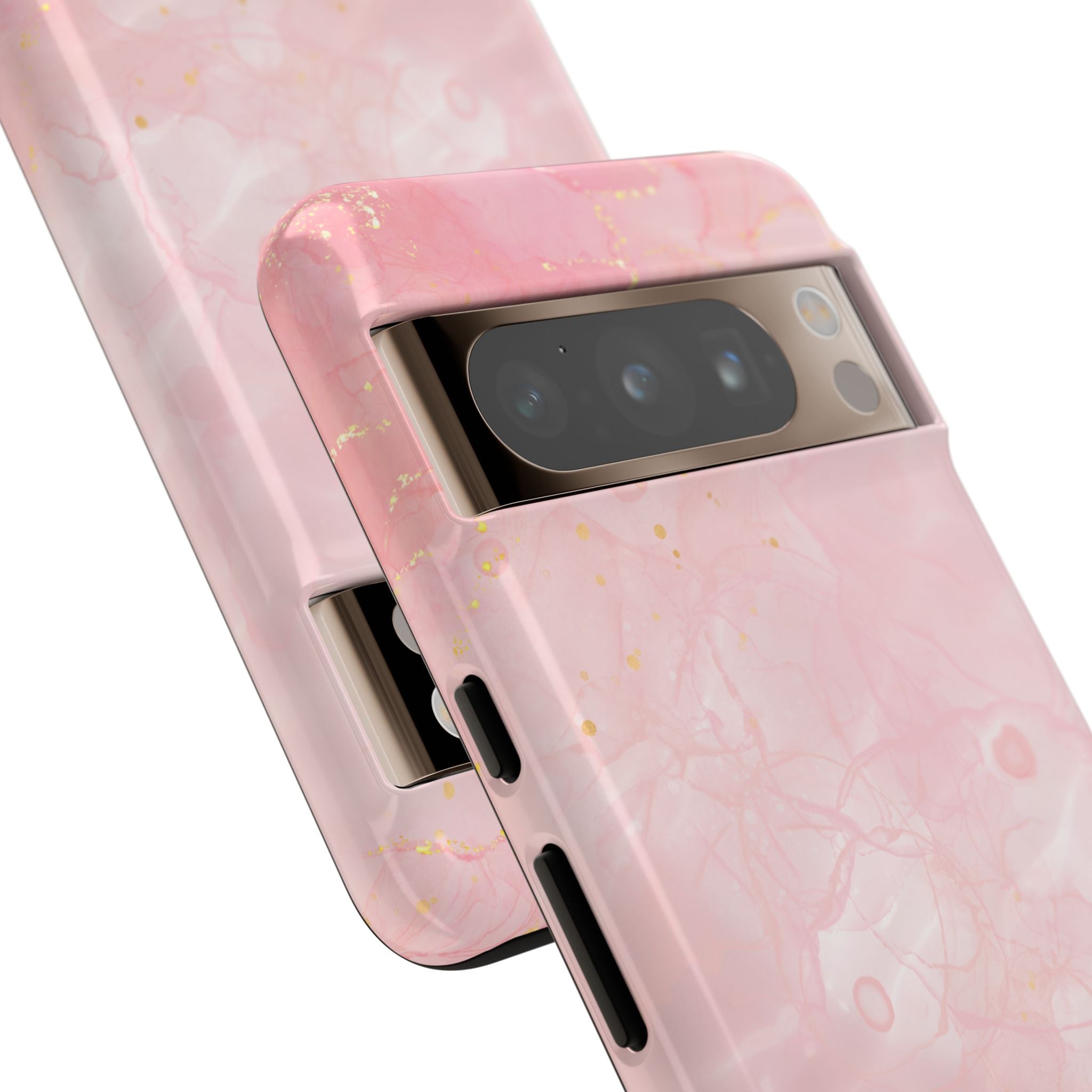 Pink Marble Tough Phone Case — Protective iPhone Cover with Gold Vein Design