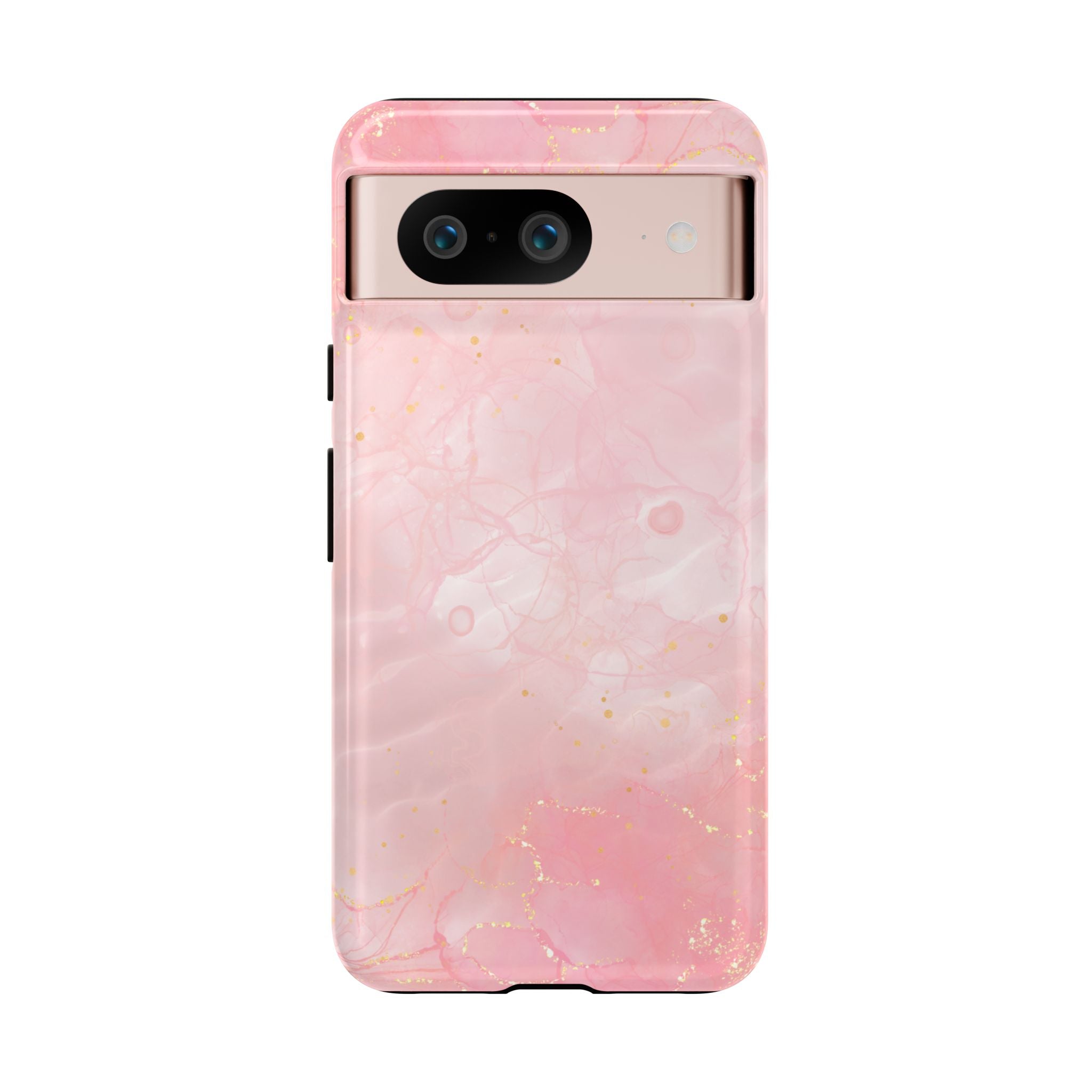 Pink Marble Tough Phone Case — Protective iPhone Cover with Gold Vein Design