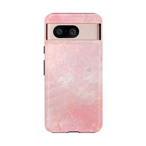 Pink Marble Tough Phone Case — Protective iPhone Cover with Gold Vein Design