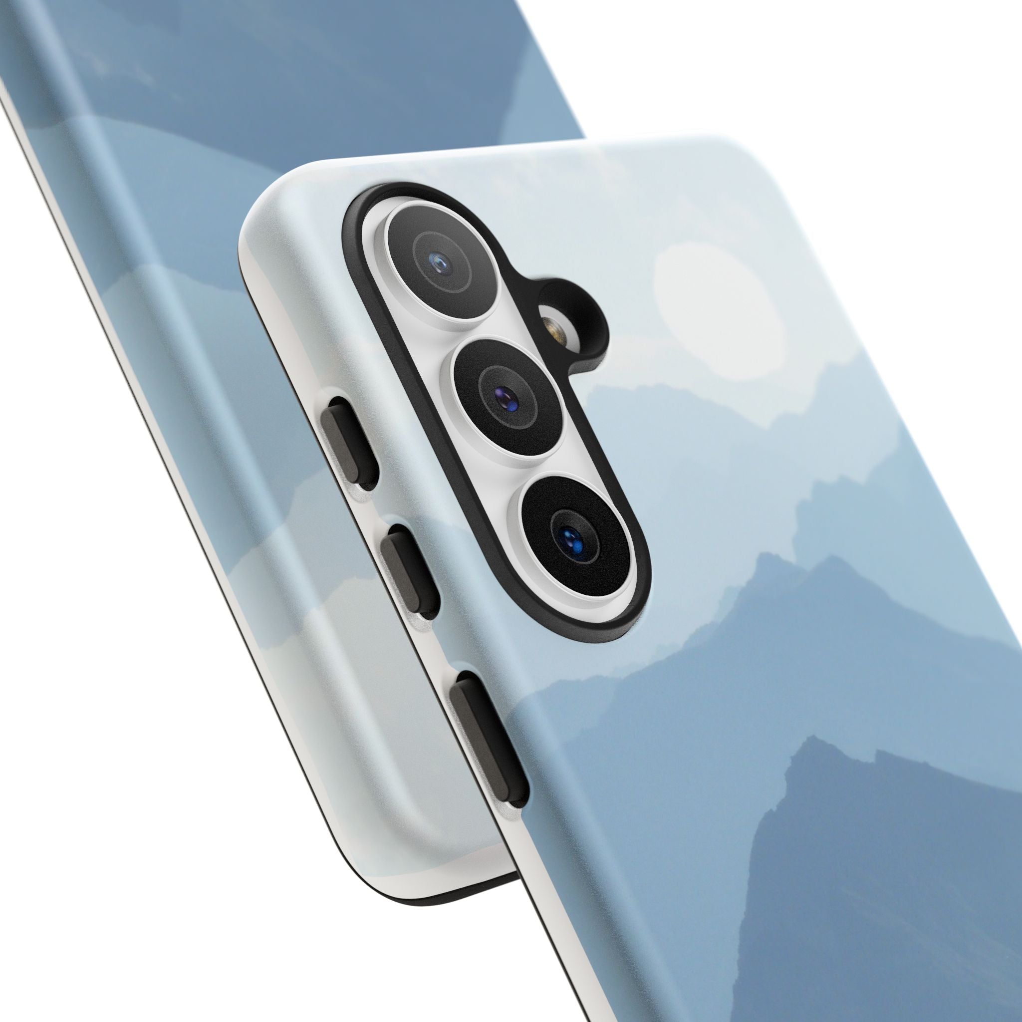 Mountain Sunrise Tough Phone Case — Blue Layered Peaks Protective Cover