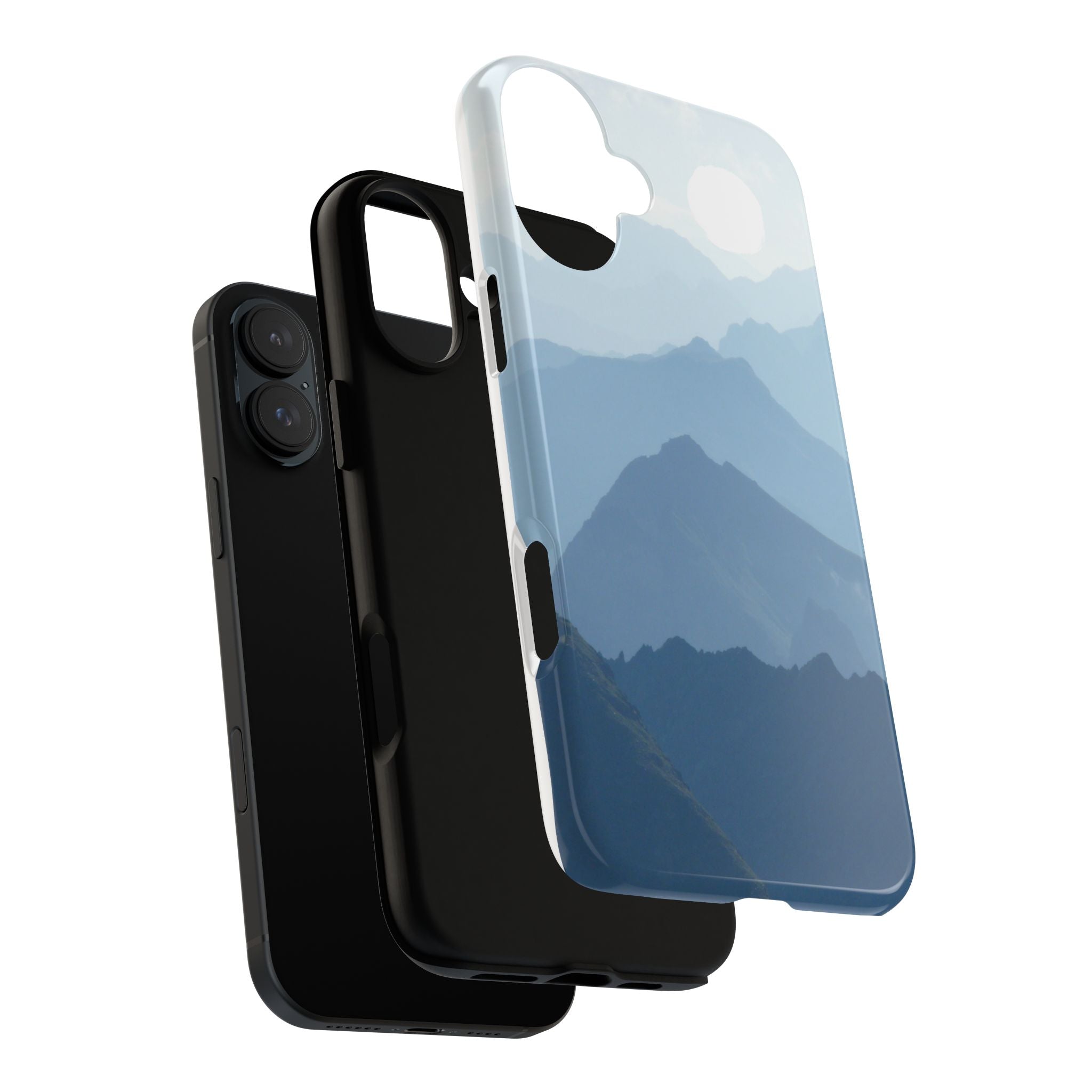 Mountain Sunrise Tough Phone Case — Blue Layered Peaks Protective Cover