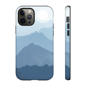 Mountain Sunrise Tough Phone Case — Blue Layered Peaks Protective Cover