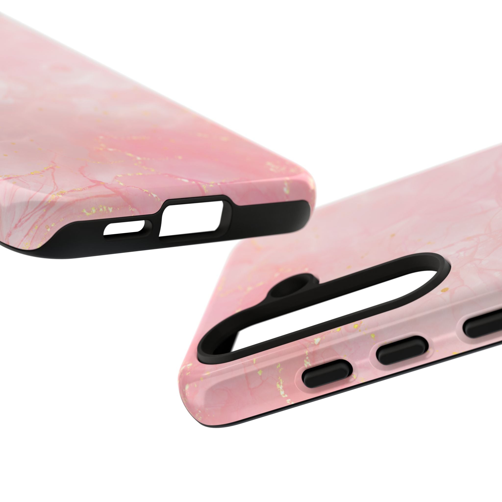 Pink Marble Tough Phone Case — Protective iPhone Cover with Gold Vein Design