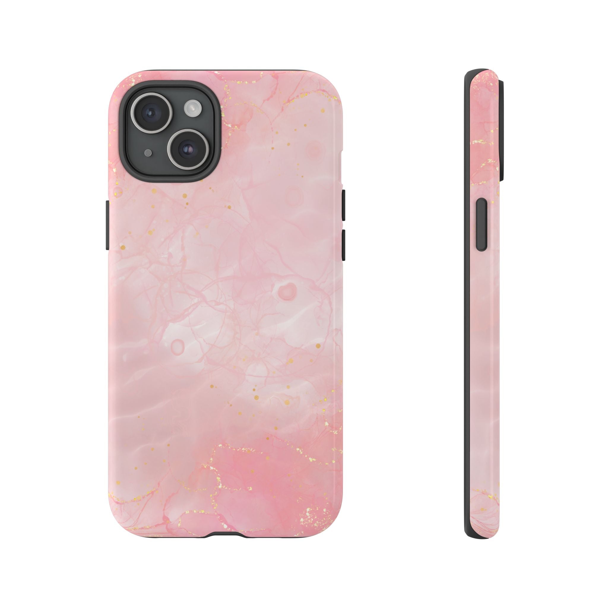 Pink Marble Tough Phone Case — Protective iPhone Cover with Gold Vein Design