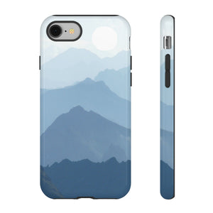 Mountain Sunrise Tough Phone Case — Blue Layered Peaks Protective Cover