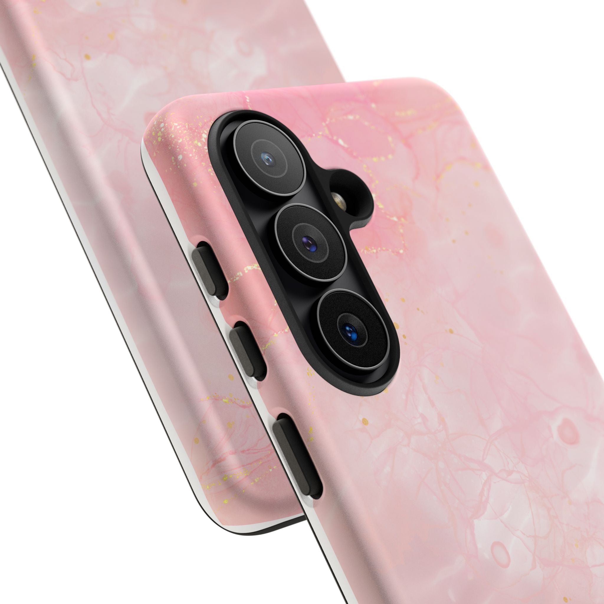 Pink Marble Tough Phone Case — Protective iPhone Cover with Gold Vein Design