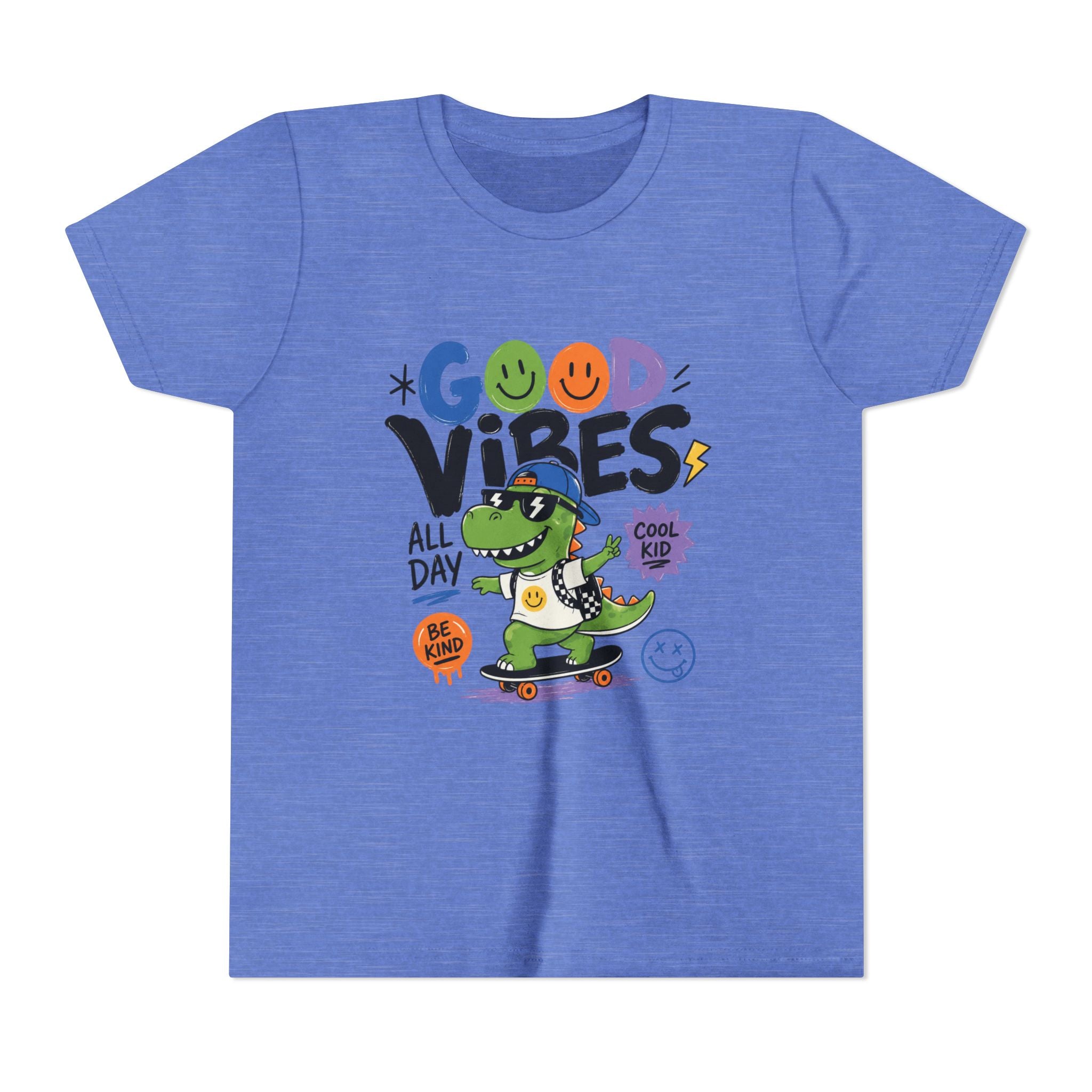 Good Vibes Skate Dino Youth Tee – Cool Kid Graphic Shirt