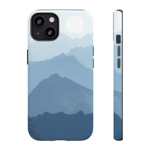 Mountain Sunrise Tough Phone Case — Blue Layered Peaks Protective Cover