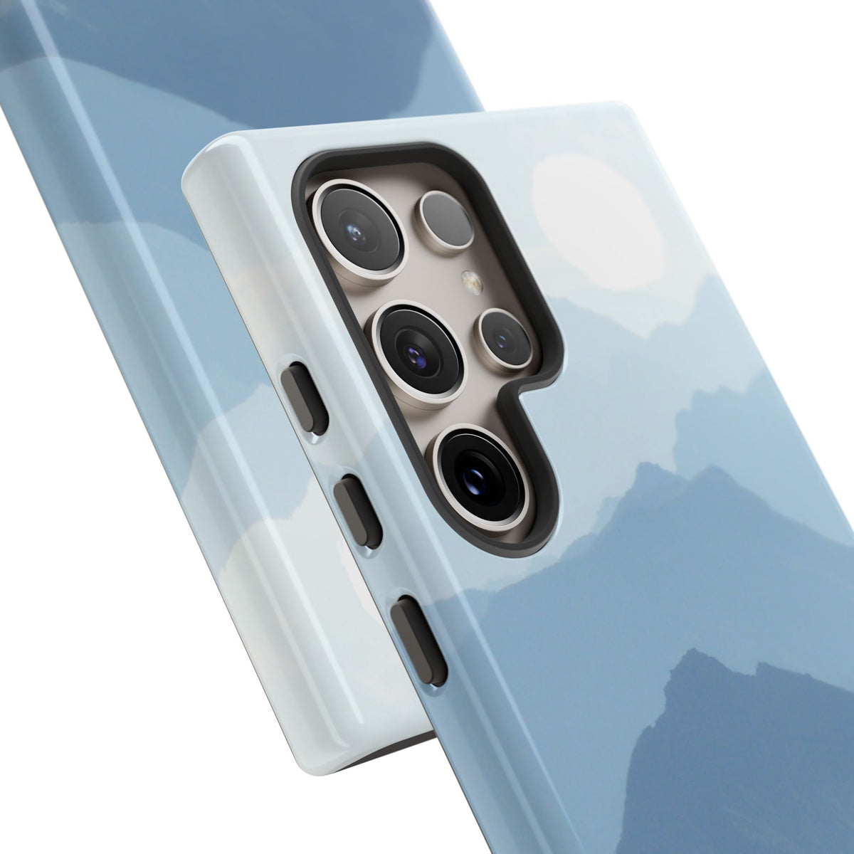 Mountain Sunrise Tough Phone Case — Blue Layered Peaks Protective Cover