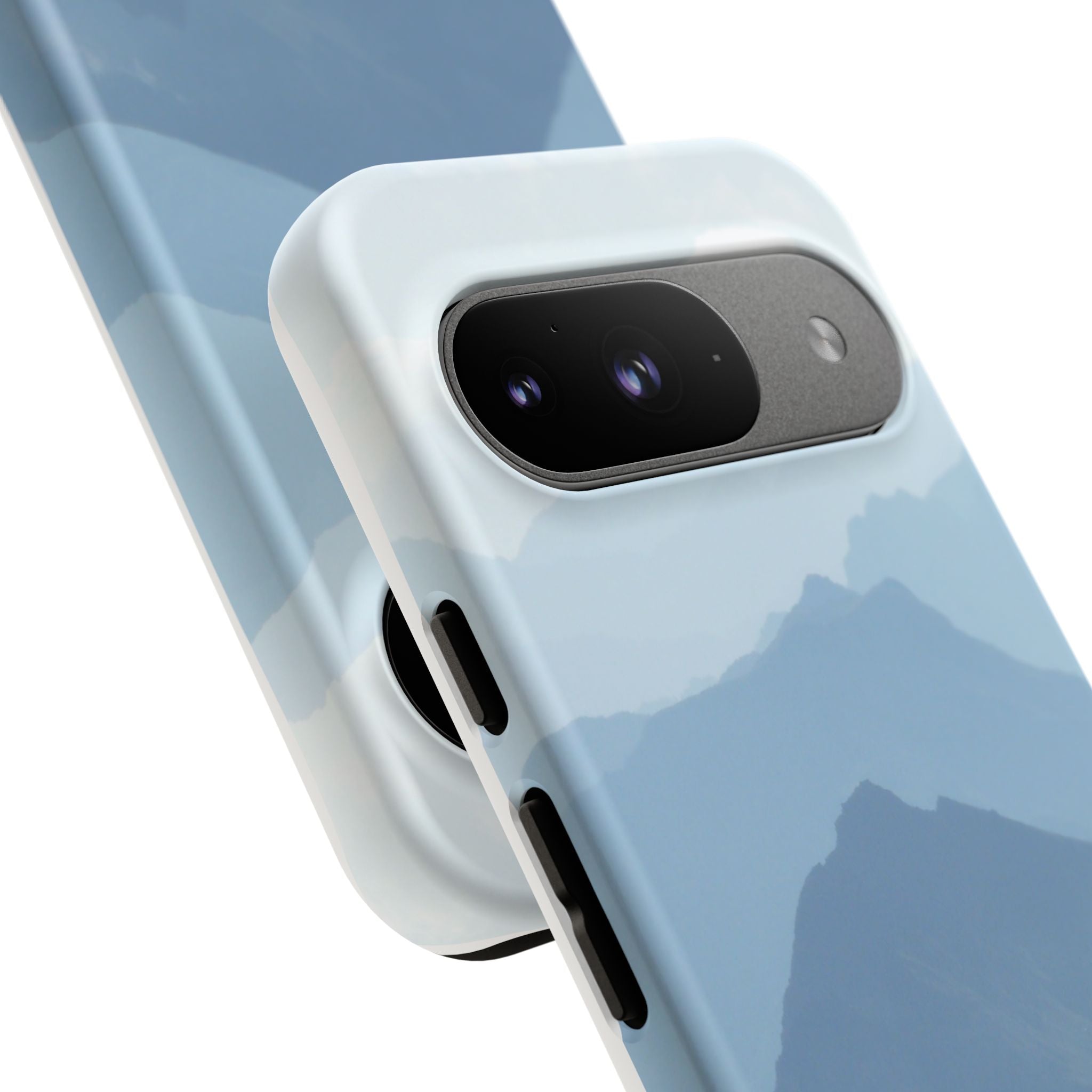Mountain Sunrise Tough Phone Case — Blue Layered Peaks Protective Cover