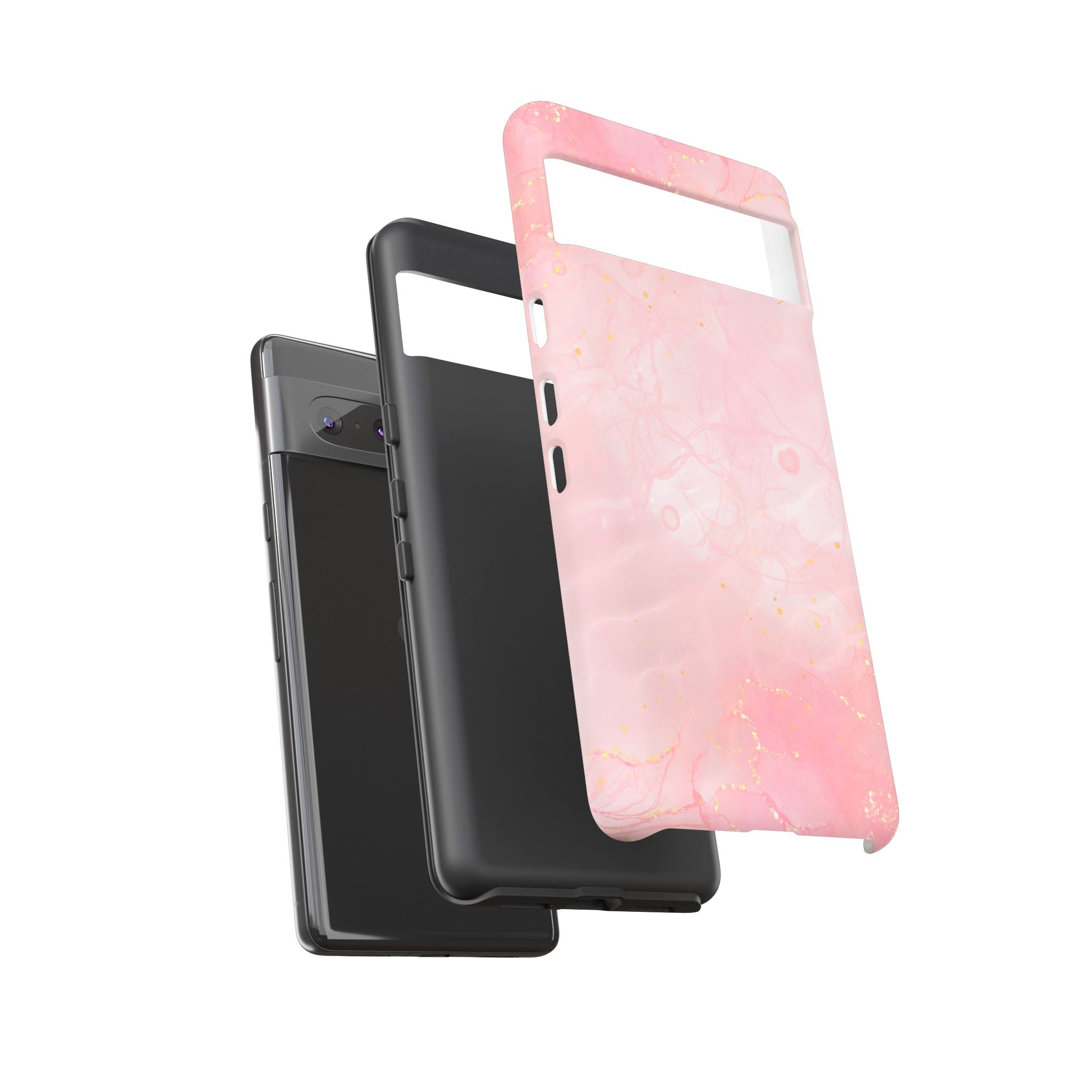 Pink Marble Tough Phone Case — Protective iPhone Cover with Gold Vein Design