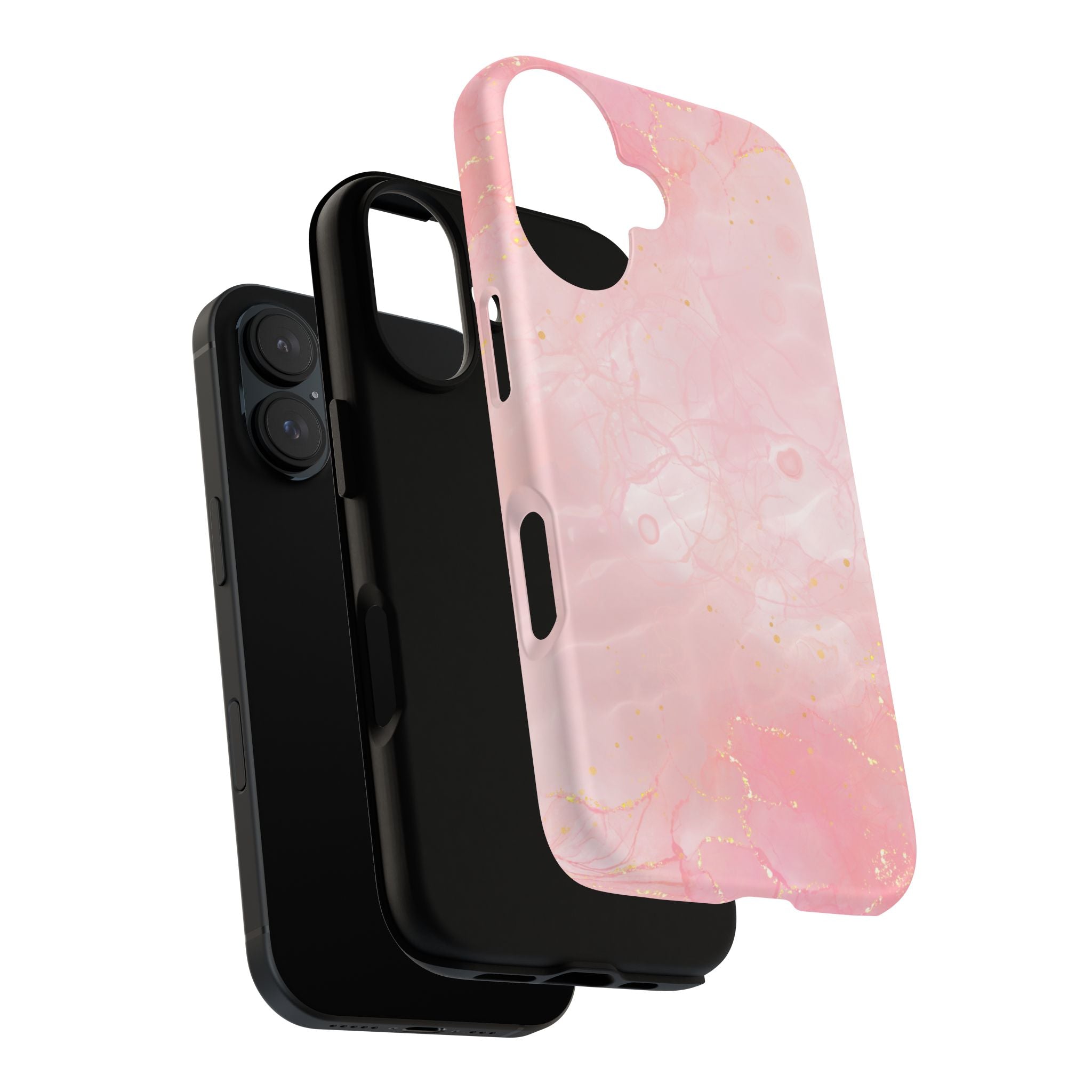 Pink Marble Tough Phone Case — Protective iPhone Cover with Gold Vein Design