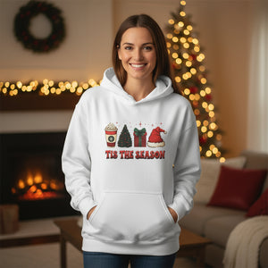 Christmas Icons Hoodie — "Tis the Season" Holiday Graphic Sweatshirt