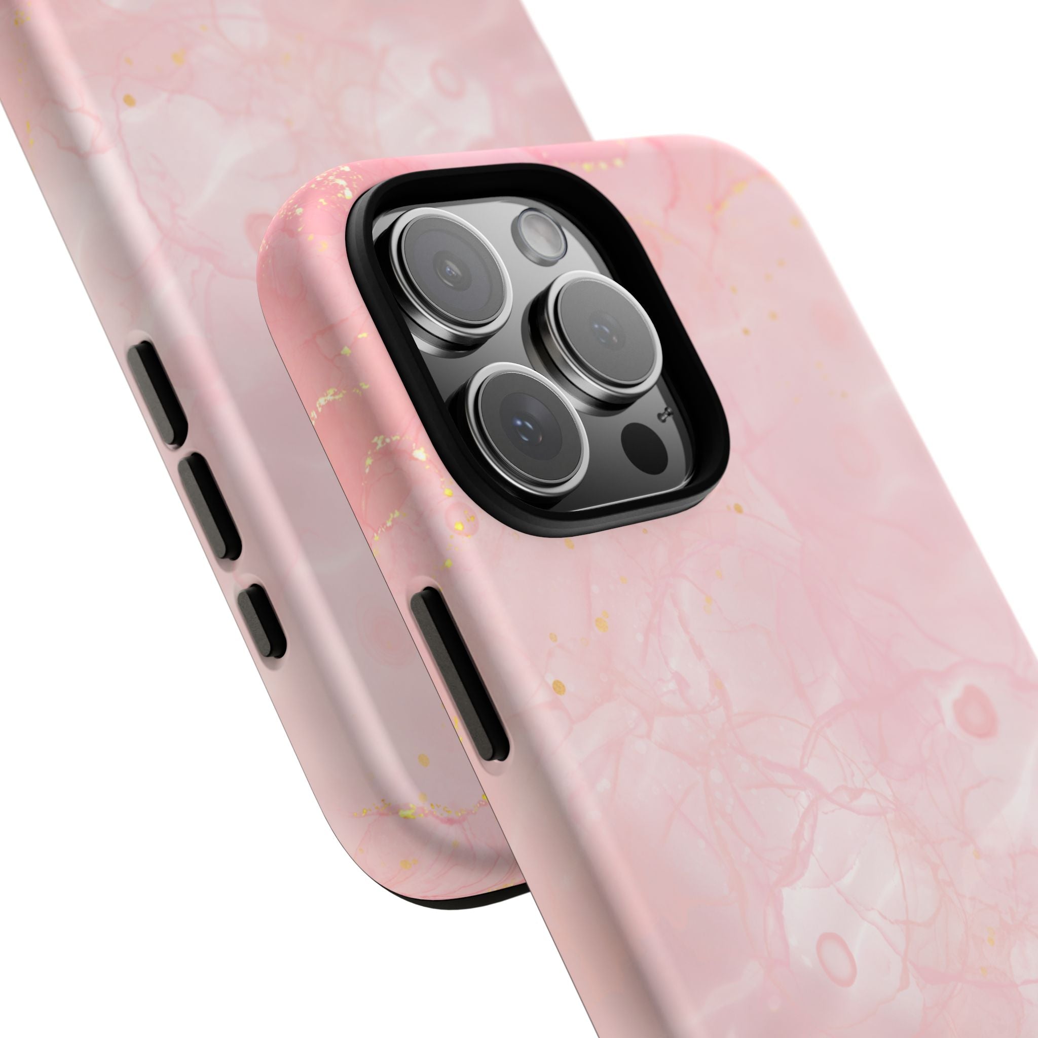 Pink Marble Tough Phone Case — Protective iPhone Cover with Gold Vein Design