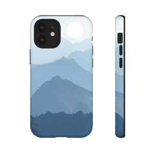 Mountain Sunrise Tough Phone Case — Blue Layered Peaks Protective Cover