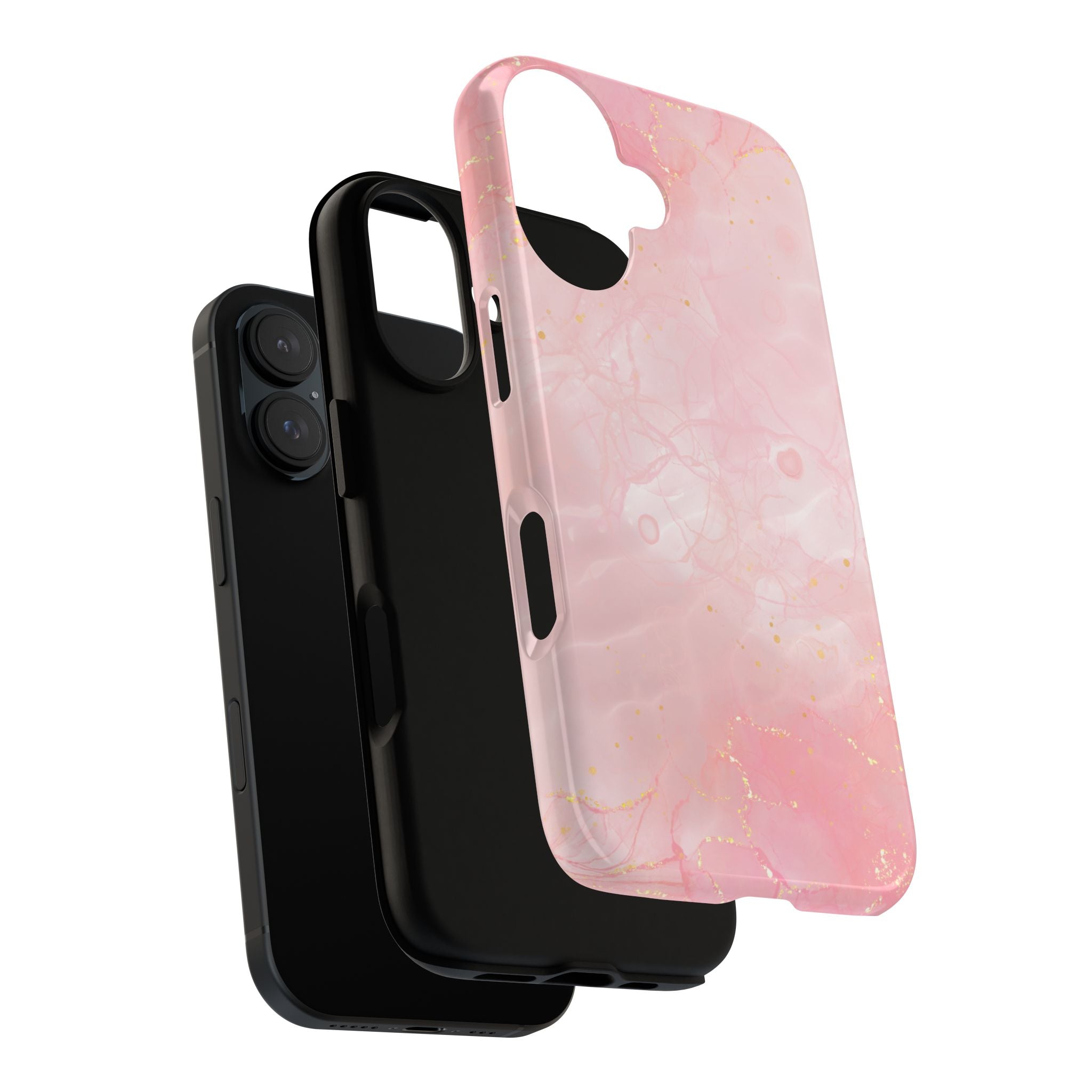Pink Marble Tough Phone Case — Protective iPhone Cover with Gold Vein Design