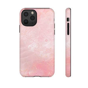 Pink Marble Tough Phone Case — Protective iPhone Cover with Gold Vein Design