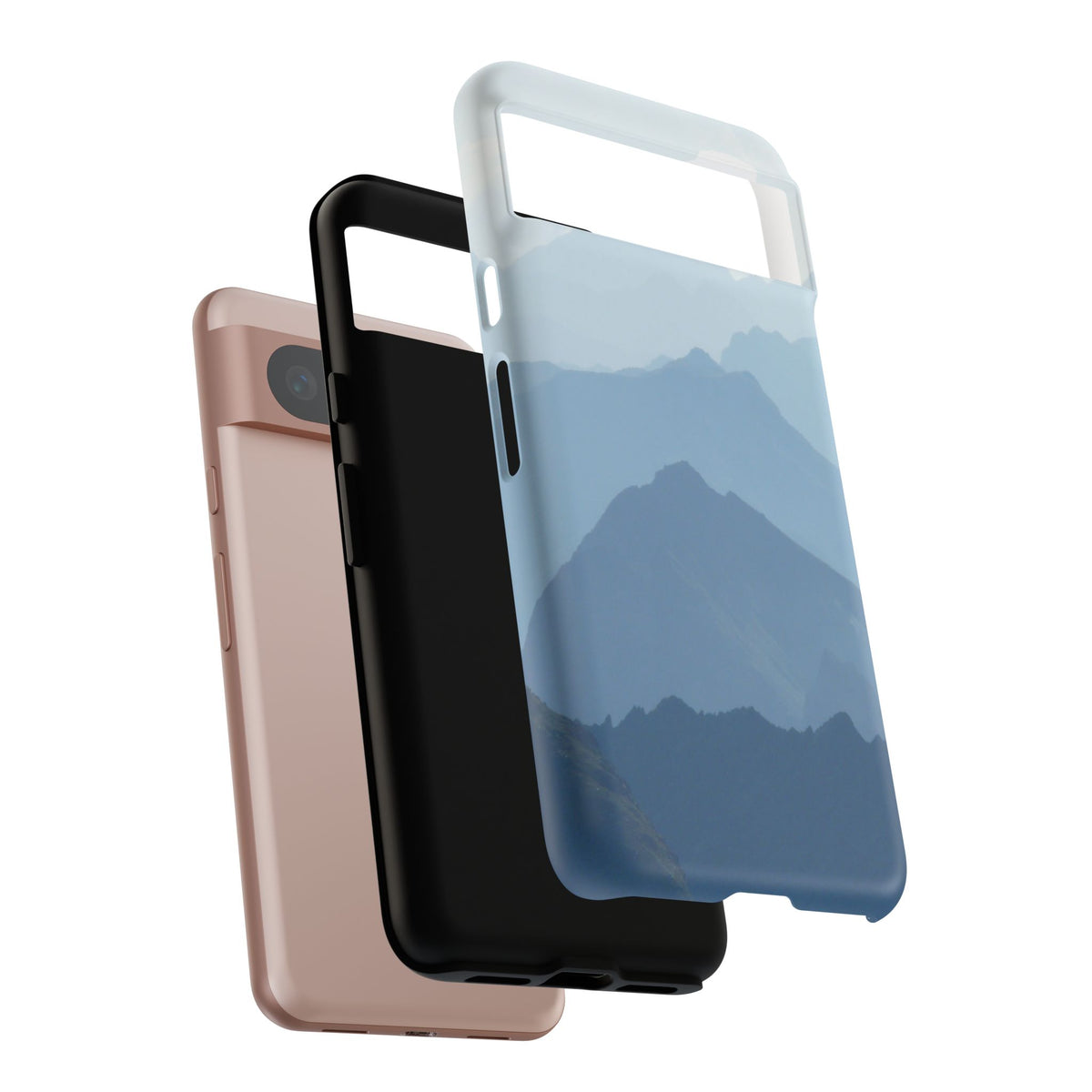 Mountain Sunrise Tough Phone Case — Blue Layered Peaks Protective Cover