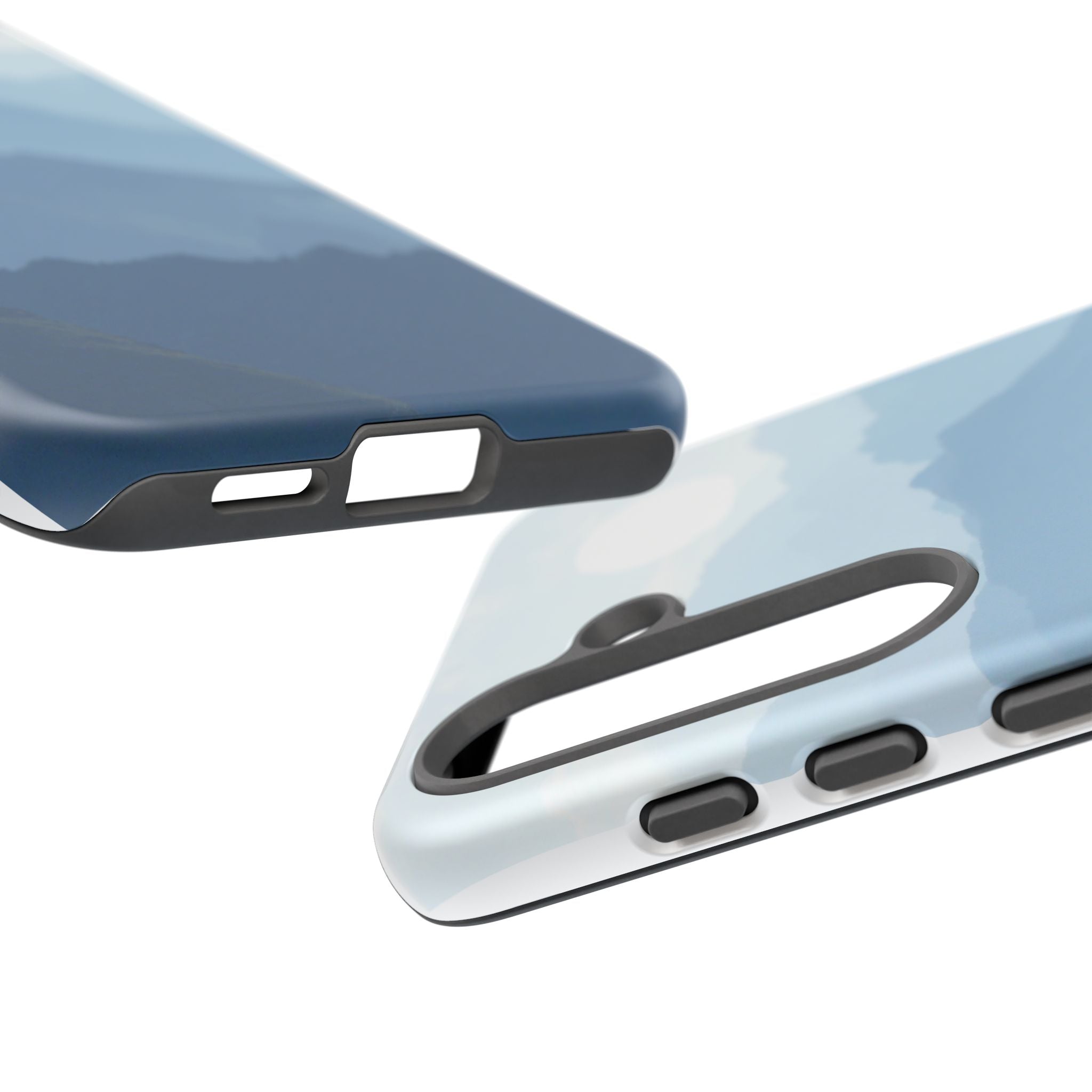 Mountain Sunrise Tough Phone Case — Blue Layered Peaks Protective Cover