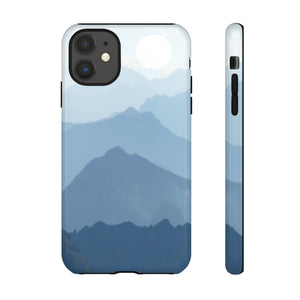 Mountain Sunrise Tough Phone Case — Blue Layered Peaks Protective Cover