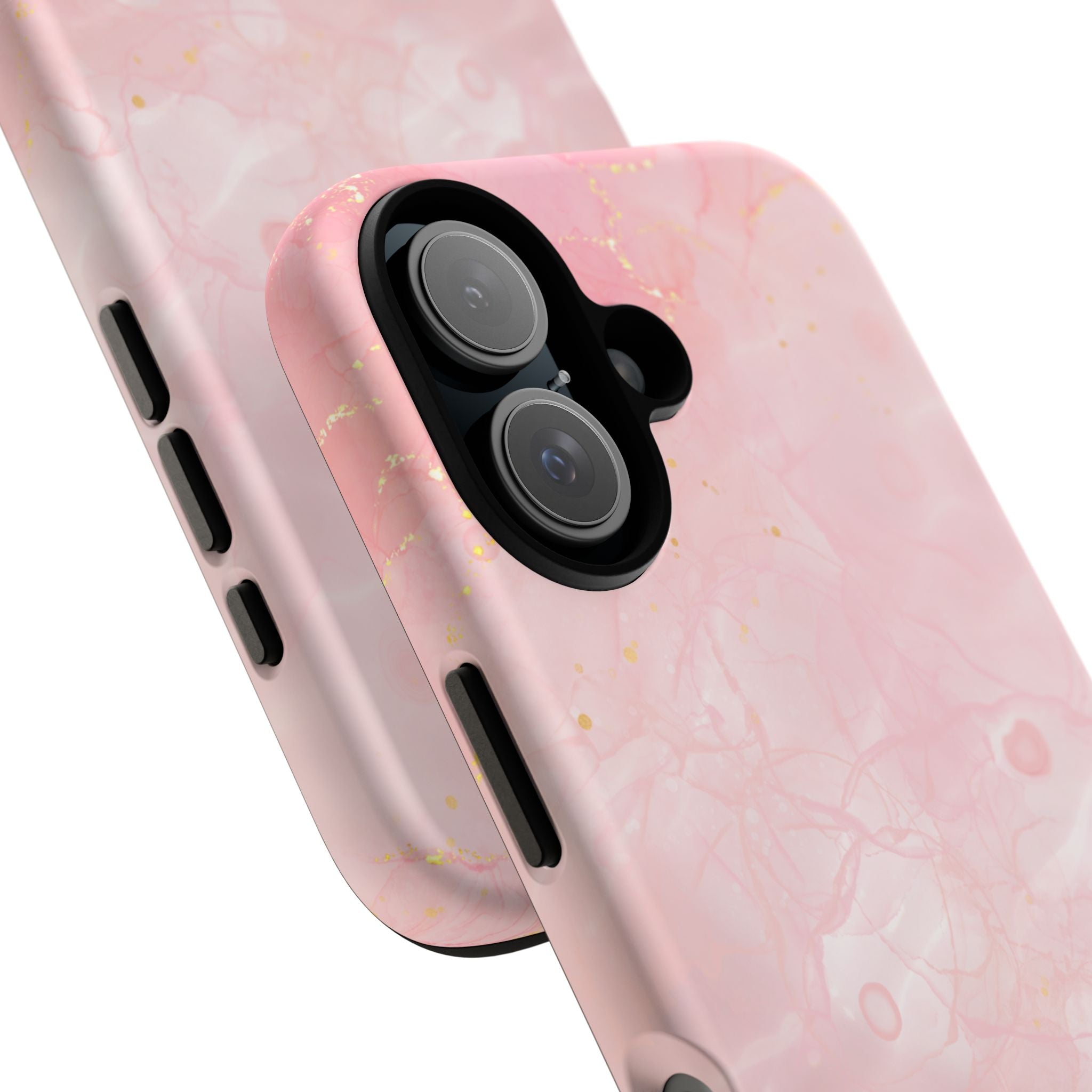 Pink Marble Tough Phone Case — Protective iPhone Cover with Gold Vein Design