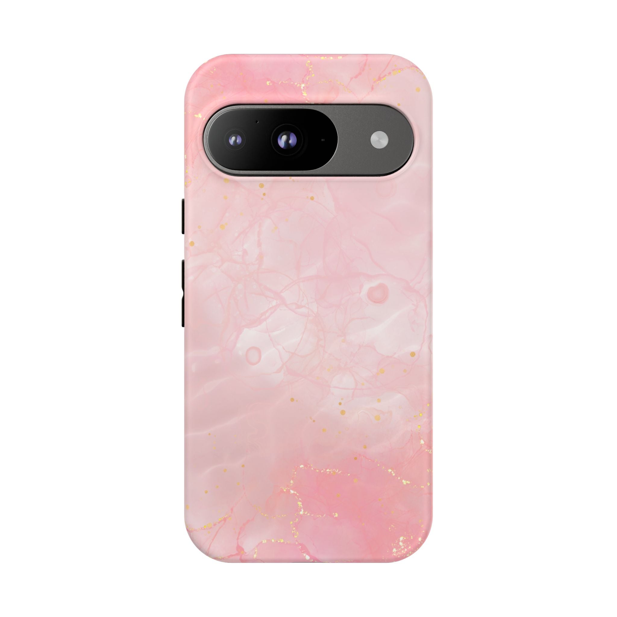 Pink Marble Tough Phone Case — Protective iPhone Cover with Gold Vein Design