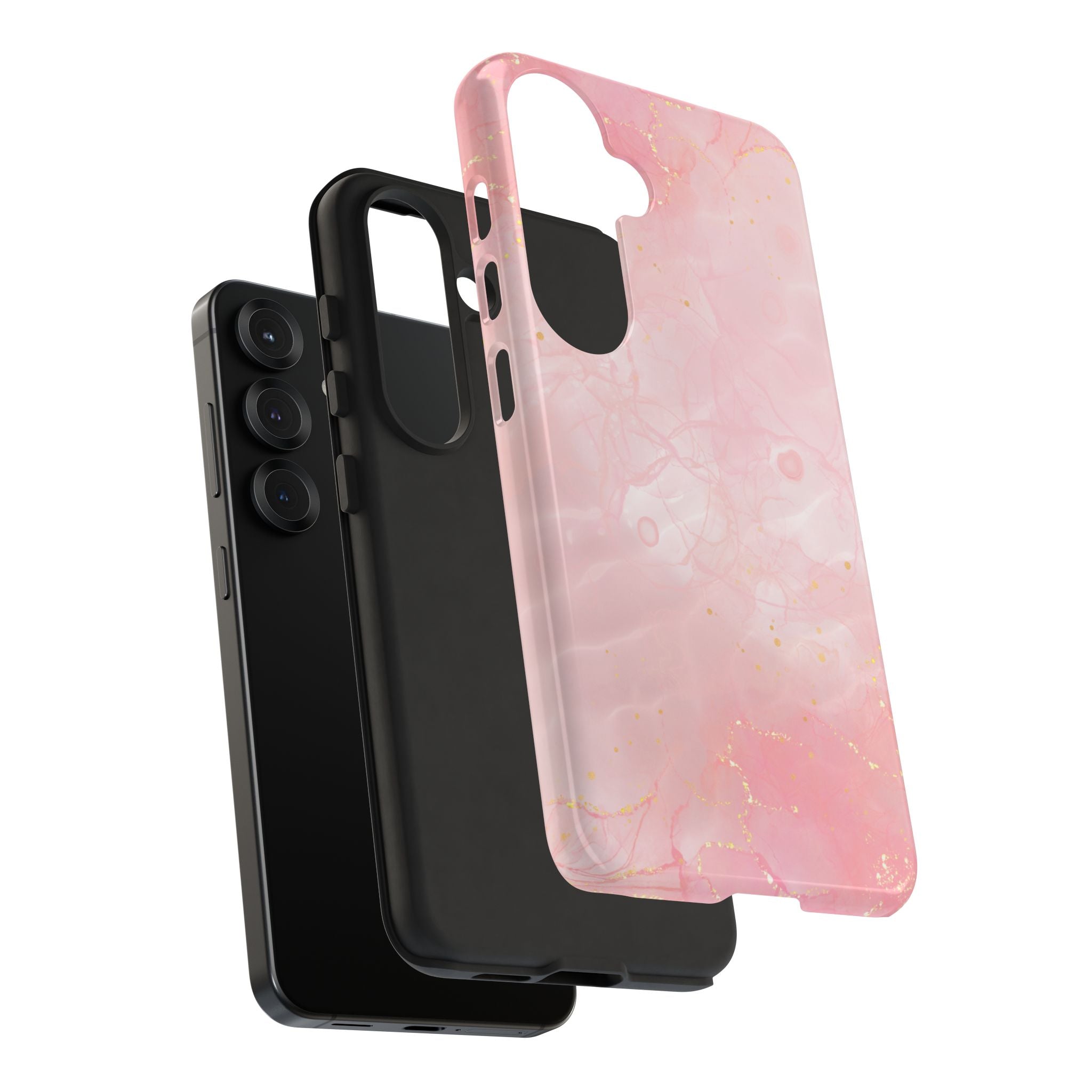 Pink Marble Tough Phone Case — Protective iPhone Cover with Gold Vein Design