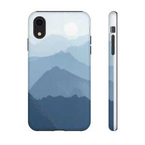 Mountain Sunrise Tough Phone Case — Blue Layered Peaks Protective Cover