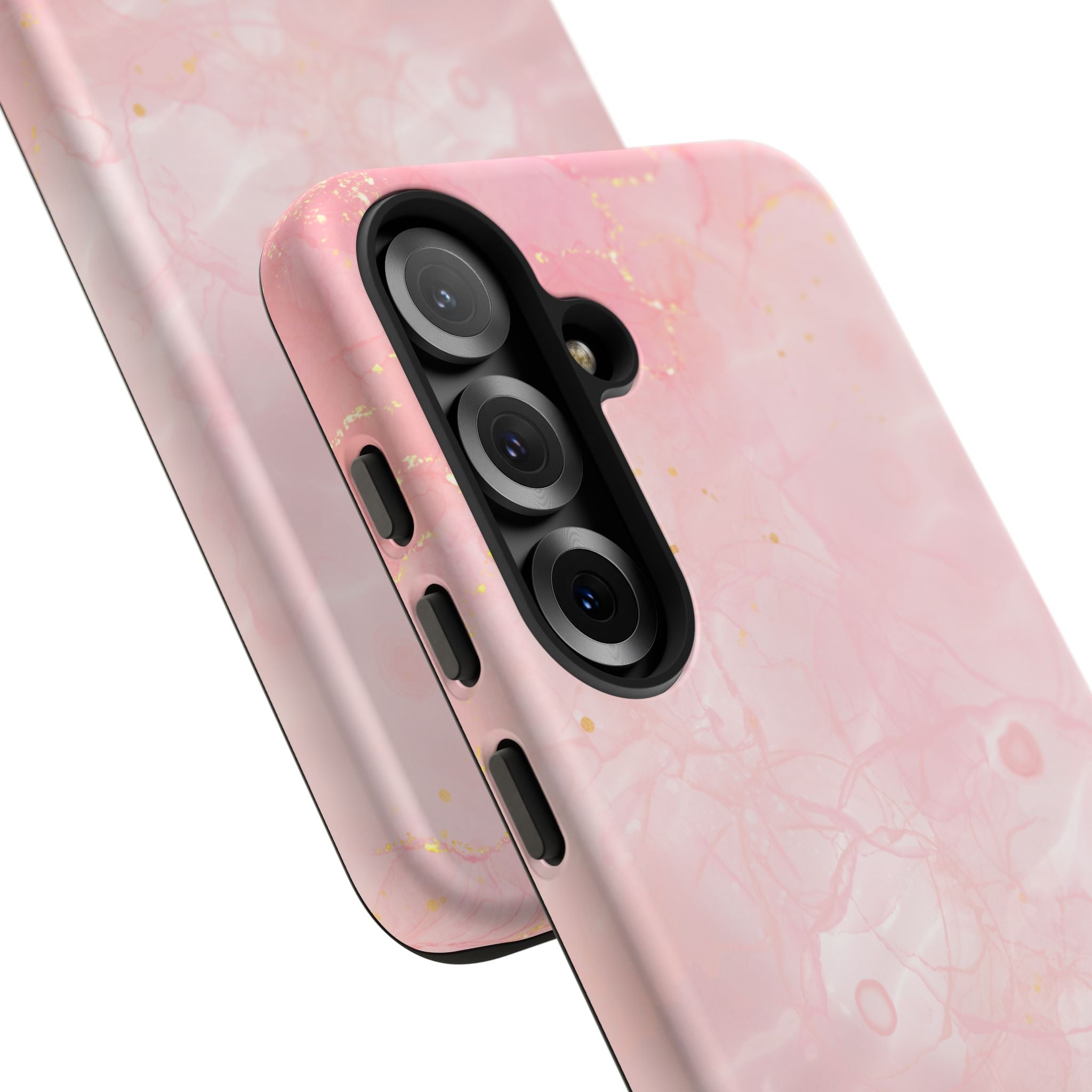 Pink Marble Tough Phone Case — Protective iPhone Cover with Gold Vein Design
