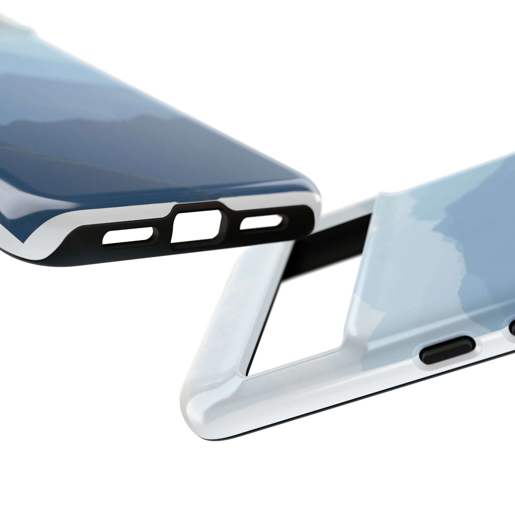 Mountain Sunrise Tough Phone Case — Blue Layered Peaks Protective Cover