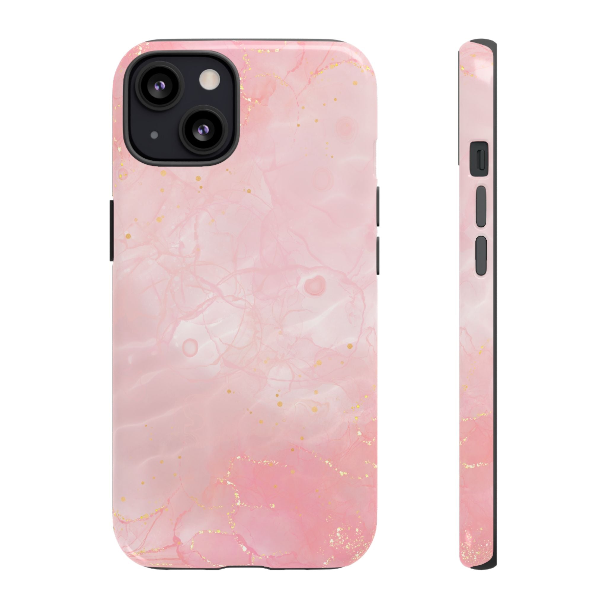 Pink Marble Tough Phone Case — Protective iPhone Cover with Gold Vein Design