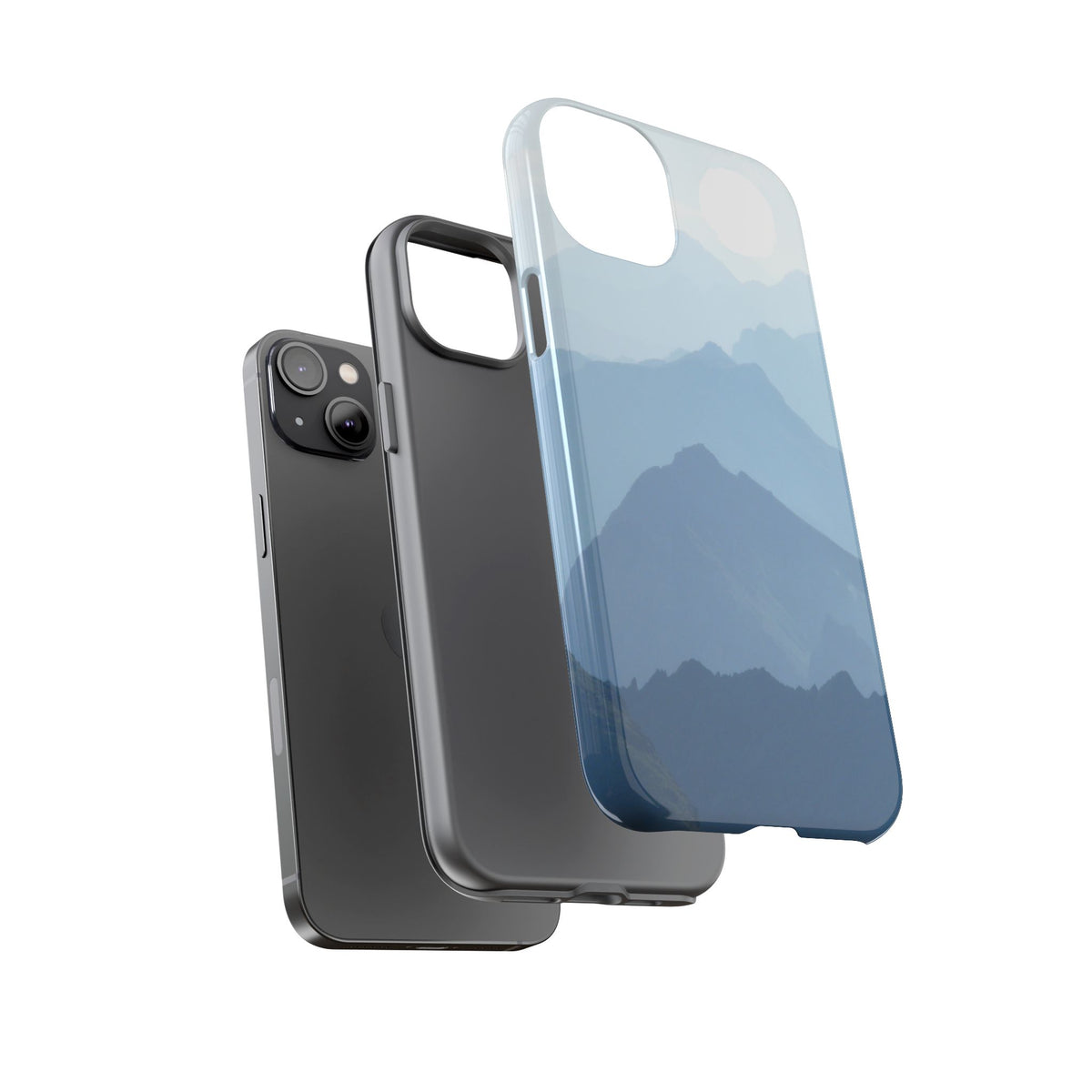 Mountain Sunrise Tough Phone Case — Blue Layered Peaks Protective Cover