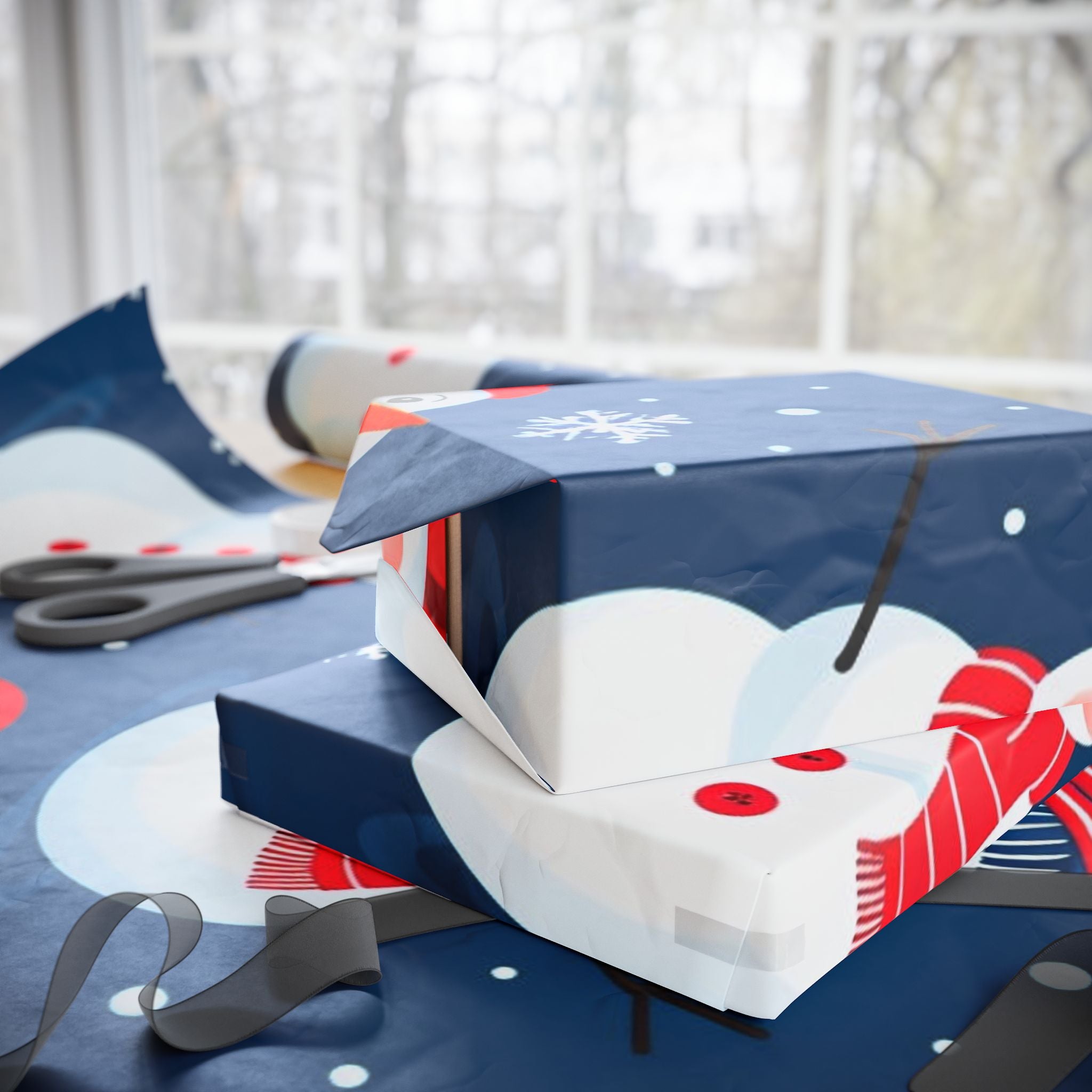 Snowman Pattern Wrapping Paper — Festive Christmas Gift Wrap