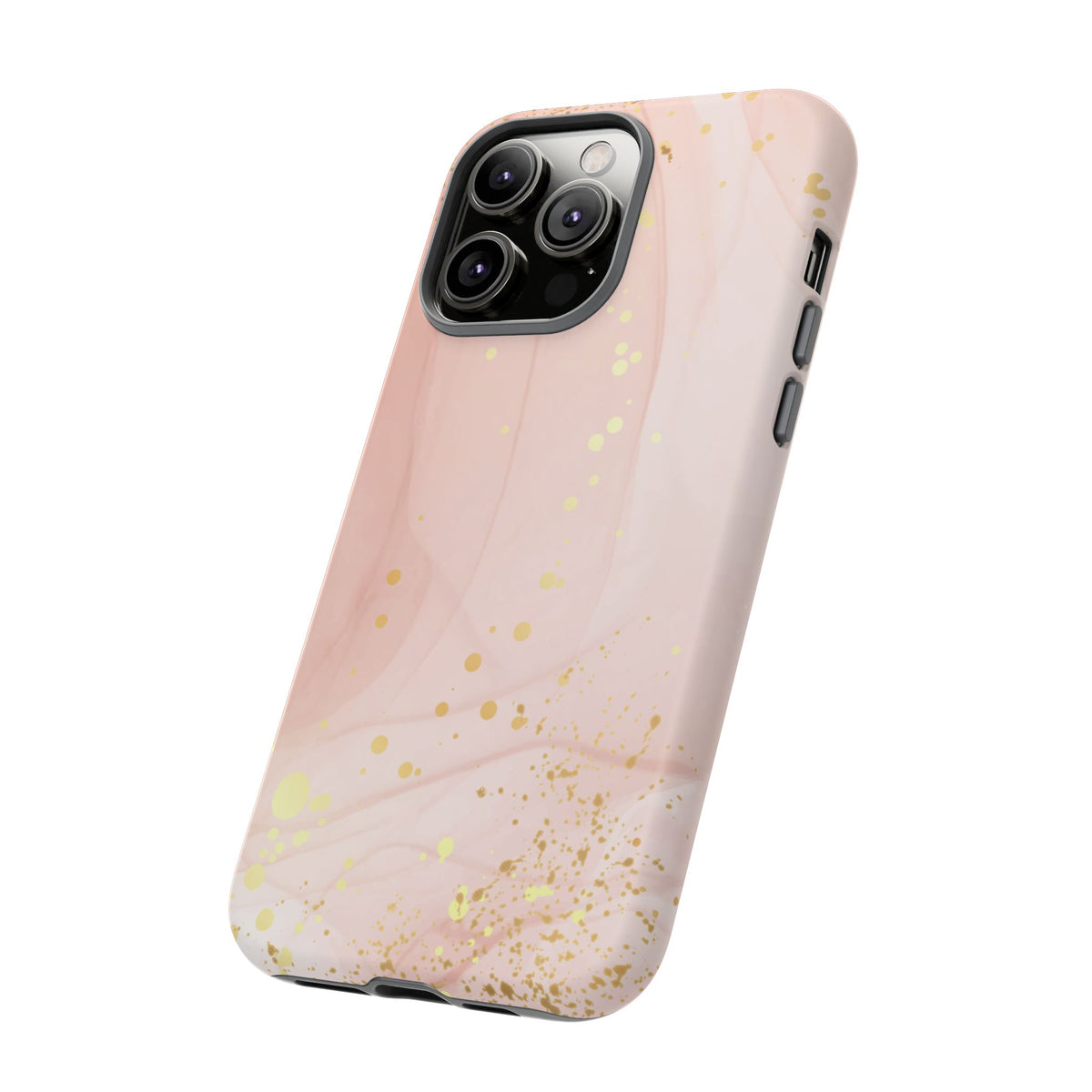 Rose Gold Marble Tough Case – Pink Marble Phone Case with Gold Glitter Accents