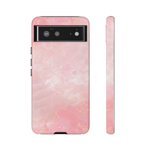 Pink Marble Tough Phone Case — Protective iPhone Cover with Gold Vein Design