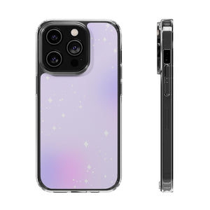 Clear Magnetic Phone Case — Pastel Purple Galaxy with Sparkle