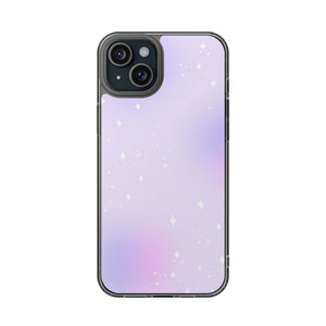 Clear Magnetic Phone Case — Pastel Purple Galaxy with Sparkle