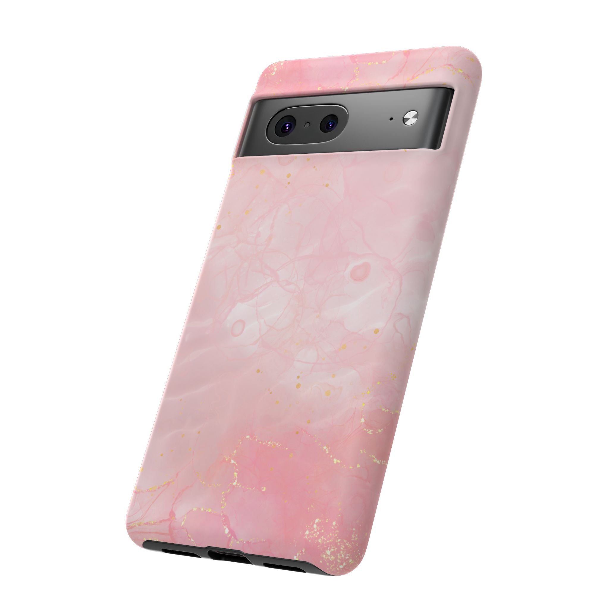 Pink Marble Tough Phone Case — Protective iPhone Cover with Gold Vein Design