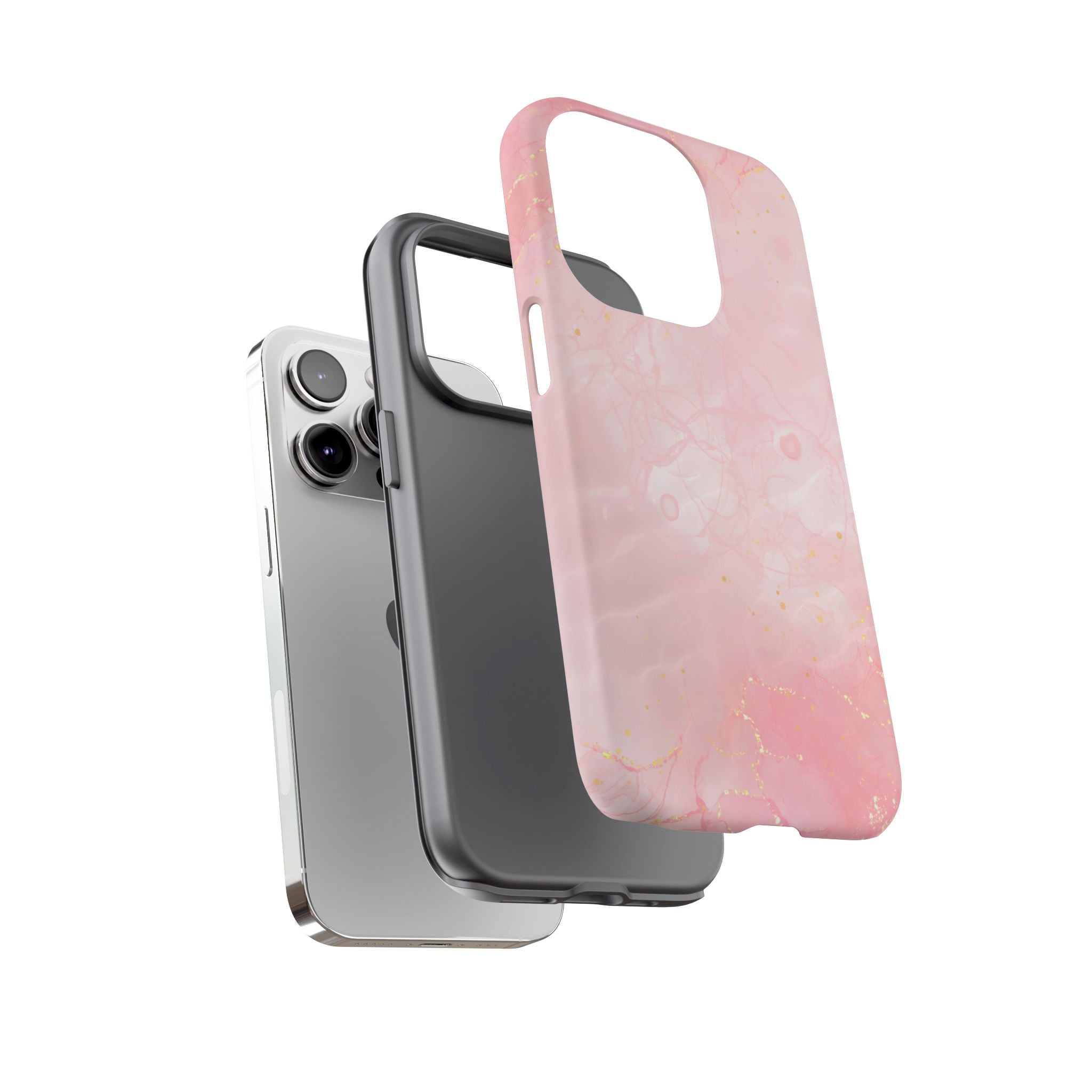 Pink Marble Tough Phone Case — Protective iPhone Cover with Gold Vein Design